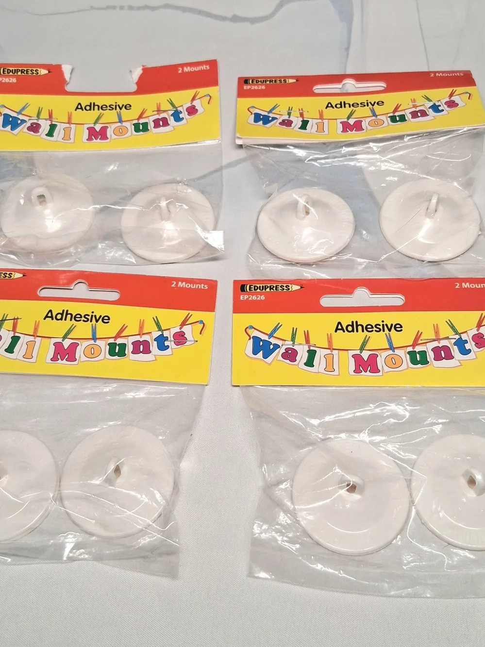 Edupress EP2626 Crafting Adhesive Eye Hook Style Plastic Wall Mounts ( 4 packs)